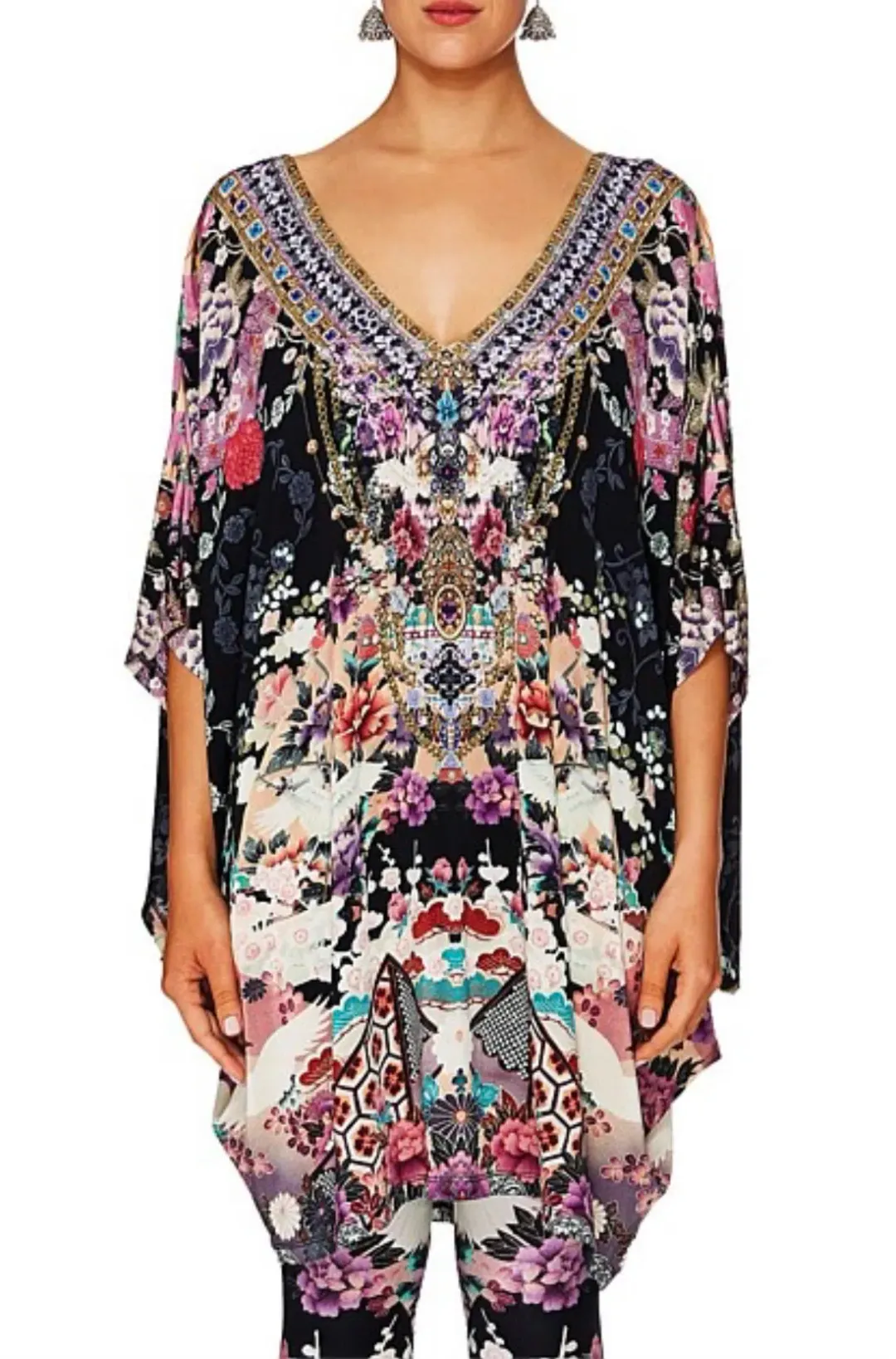 Camilla Bat Sleeve Dress Nights with Her Print One Size for rent on The Volte - main image