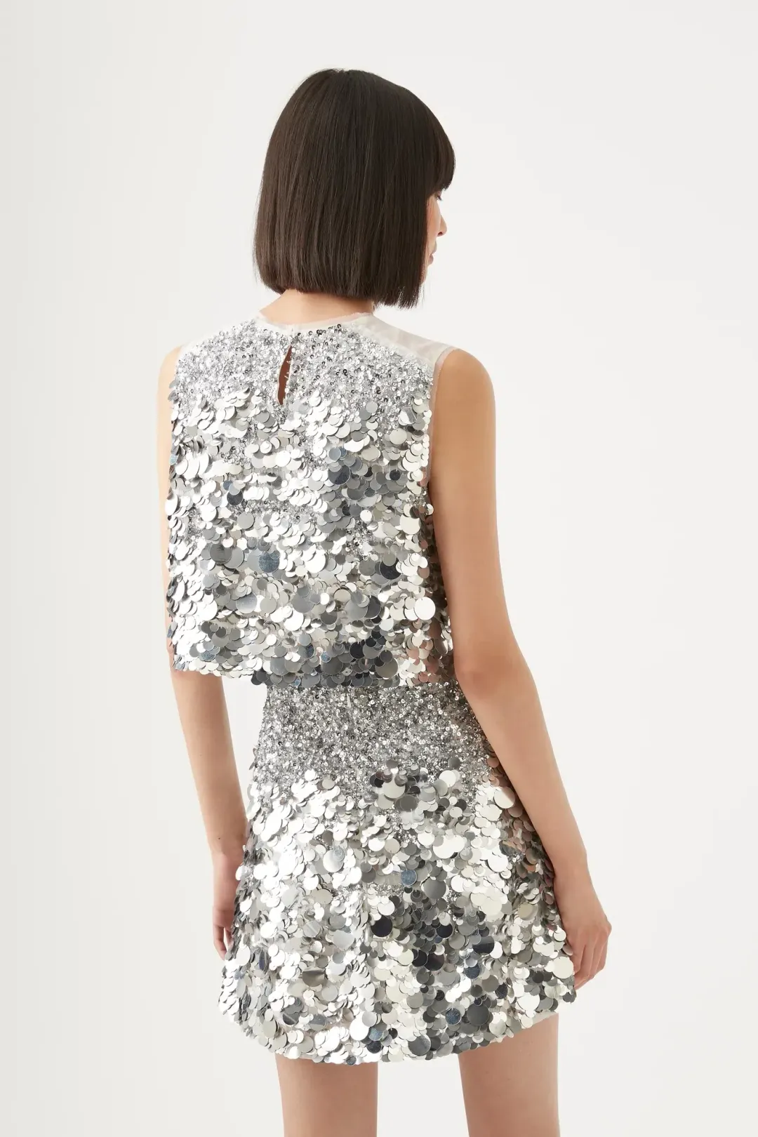 Aje Cherie Sequin Mini Skirt Silver Size 8 for rent on The Volte - main image