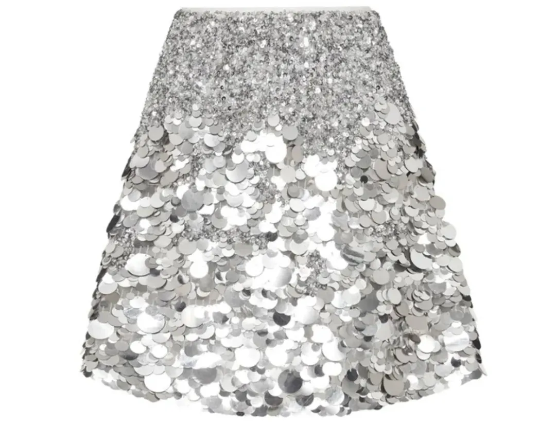 Aje Cherie Sequin Mini Skirt Silver Size 8 for rent on The Volte - main image