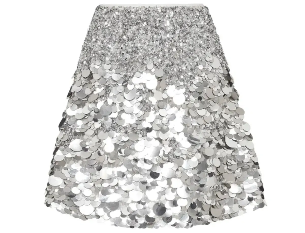 Aje Cherie Sequin Mini Skirt Silver Size 8 - Image 4