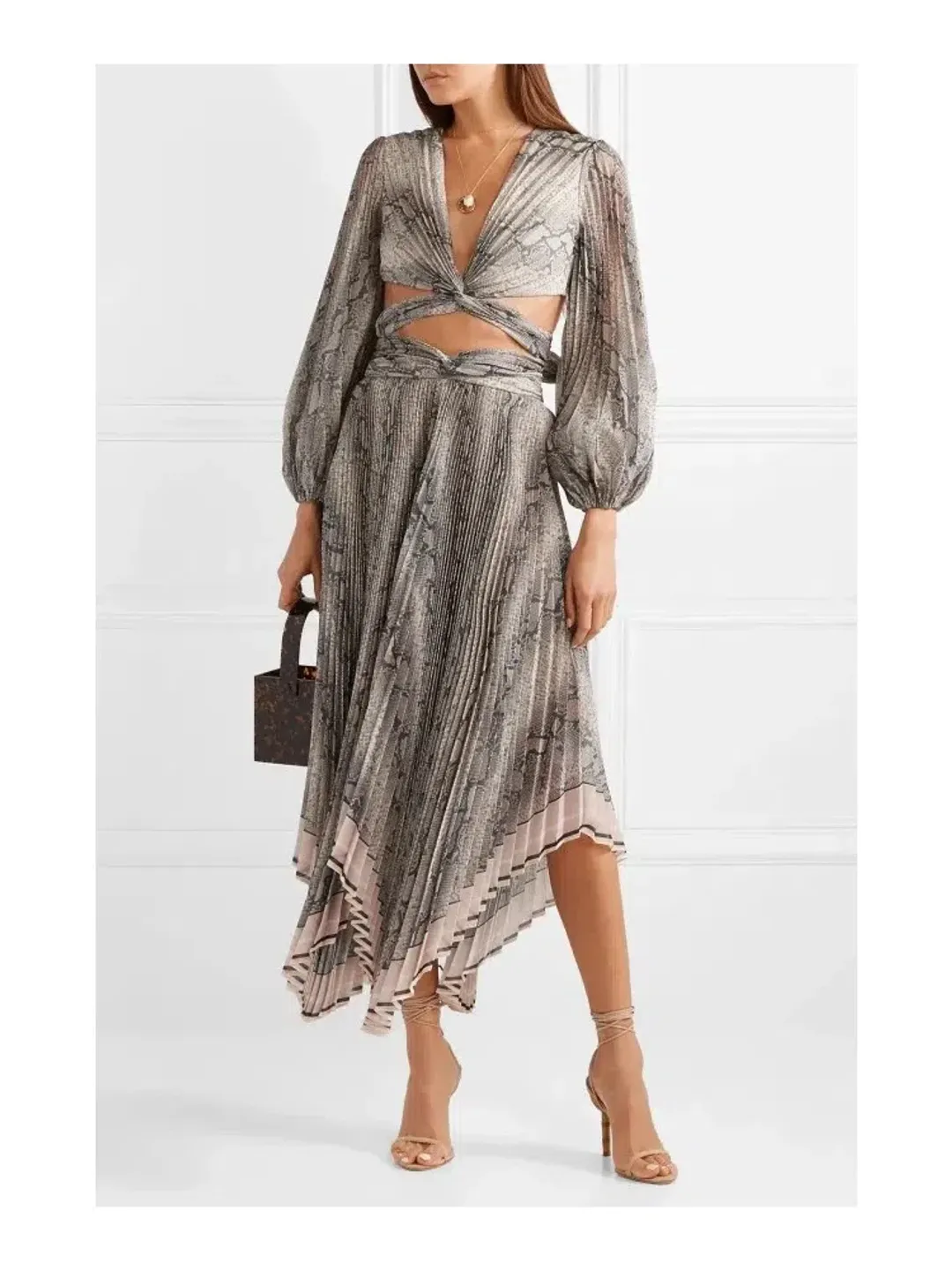 Zimmermann Corsage Pleat Bodice and Twist Front Skirt Set Python Size 1 / Au 10 for rent on The Volte - main image