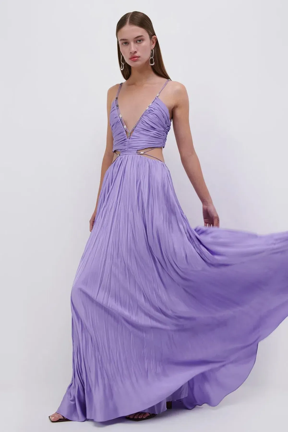 Jonathan Simkhai Marli Pleated Gown Lavender Size 6 - Image 4