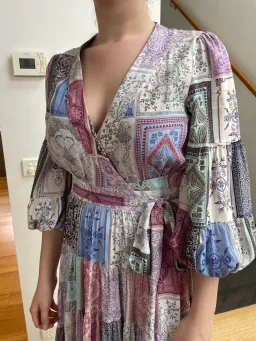 Zimmermann Wrap Midi Dress Multi Zodiac Cards Print Size 2 /Au 12 for rent on The Volte - image 3