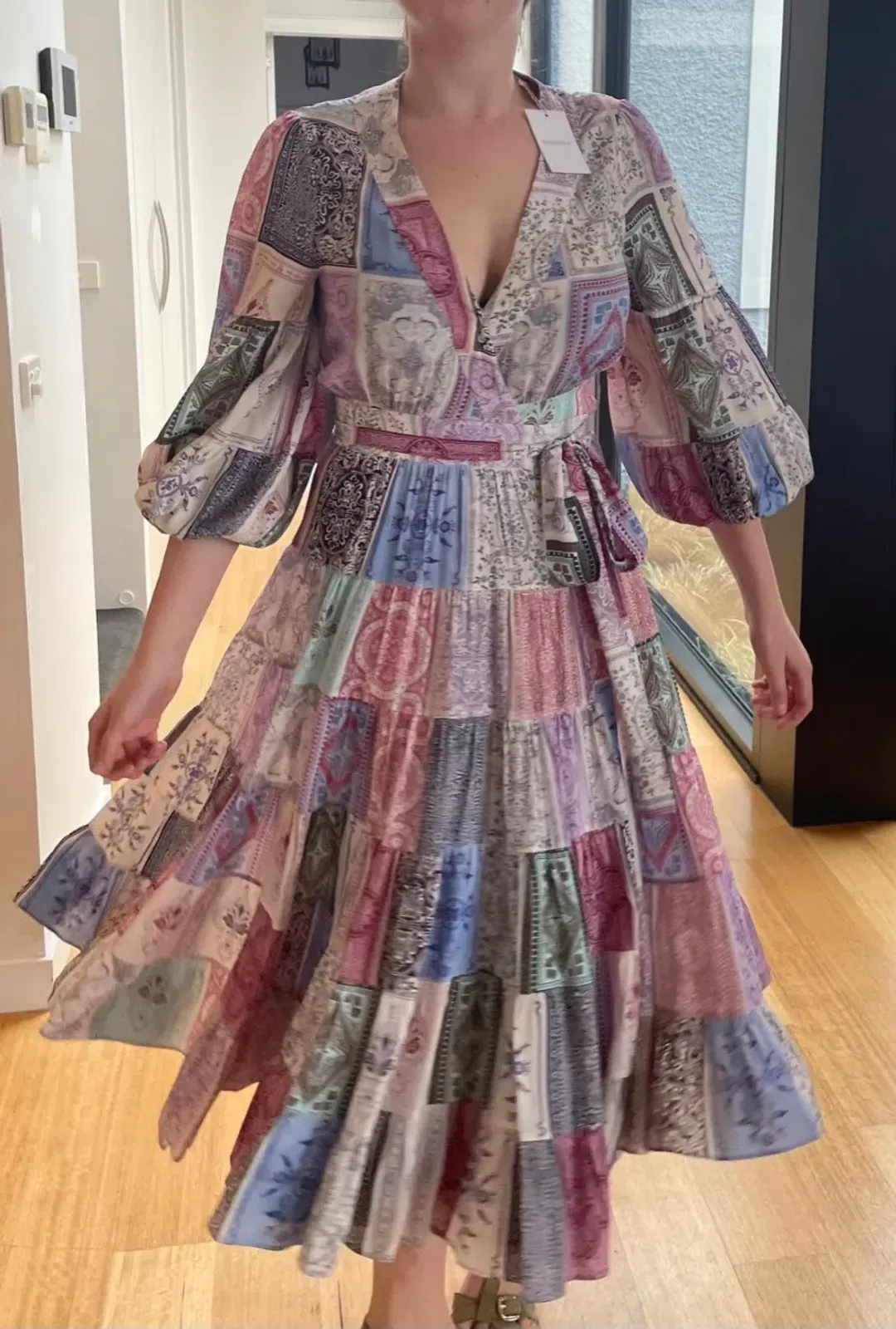 Zimmermann Wrap Midi Dress Multi Zodiac Cards Print Size 2 /Au 12 for rent on The Volte - main image