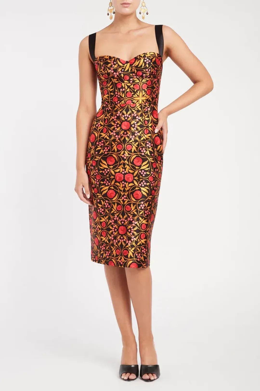 Rebecca Vallance Martine Midi Dress Black Print Size 8 for rent on The Volte - main image