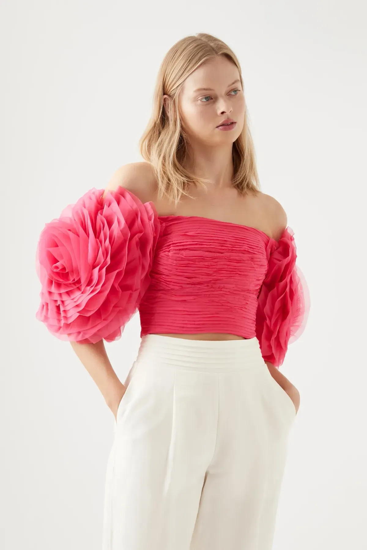 Aje Amour Bubble Top Berry Pink Size 8 - Image 2