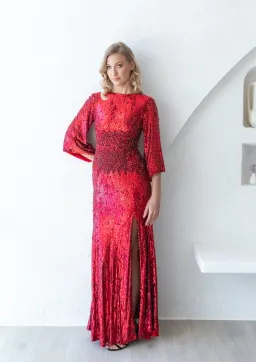 Rachel Gilbert Capella Sequin Gown Red Size AU 8 for rent on The Volte - image 1