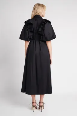 Aje Poised Frill Sleeve Midi Dress Black Size 10 for rent on The Volte - image 3