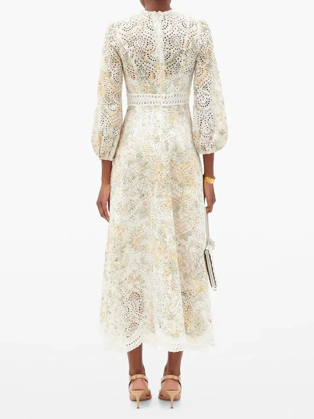 Zimmermann Amelie Broderie Anglaise Midi Dress Floral Print Size 1 / Au 10 for rent on The Volte - main image
