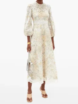 Zimmermann Amelie Broderie Anglaise Midi Dress Floral Print Size 1 / Au 10 for rent on The Volte - image 1