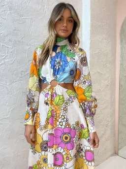 Alemais Farrah Cut Out Dress Print Size 8 for rent on The Volte - image 4