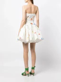 Leo Lin The Fields Embroidered Bustier Mini Dress White Floral Size 14 for rent on The Volte - image 3