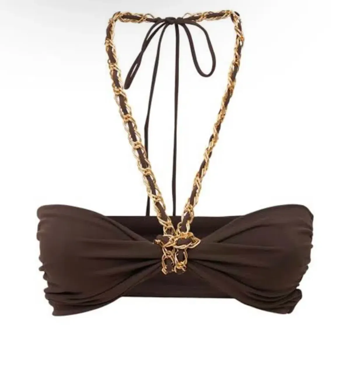 Bec & Bridge Joelene Chain Halterneck Crop Top Brown Size 6 - Image 4