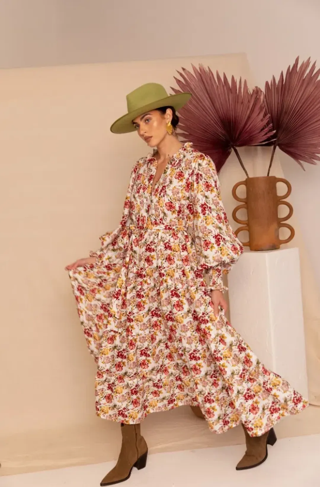 Aje Aurelia Floral Linen Gown Print Size 12 for rent on The Volte - main image