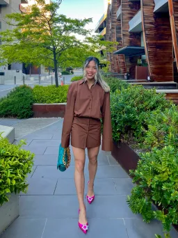 The Attico Margot Dress Brown Size 6 for rent on The Volte - image 2