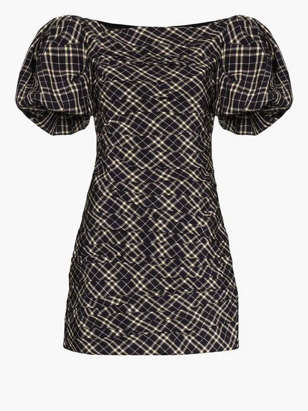 Khaite Shelly Checked Dress Navy Check Size 6 for rent on The Volte - main image