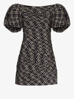 Khaite Shelly Checked Dress Navy Check Size 6 for rent on The Volte - image 3