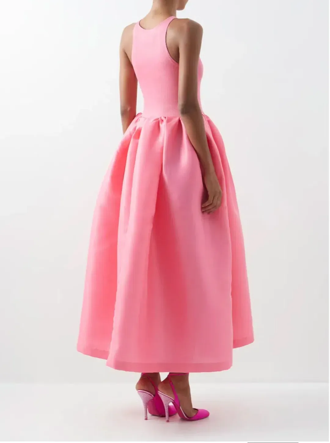 Marques' Almeida Cotton And Taffeta Midi Dress in Pink Size S / Au 8 for rent on The Volte - main image