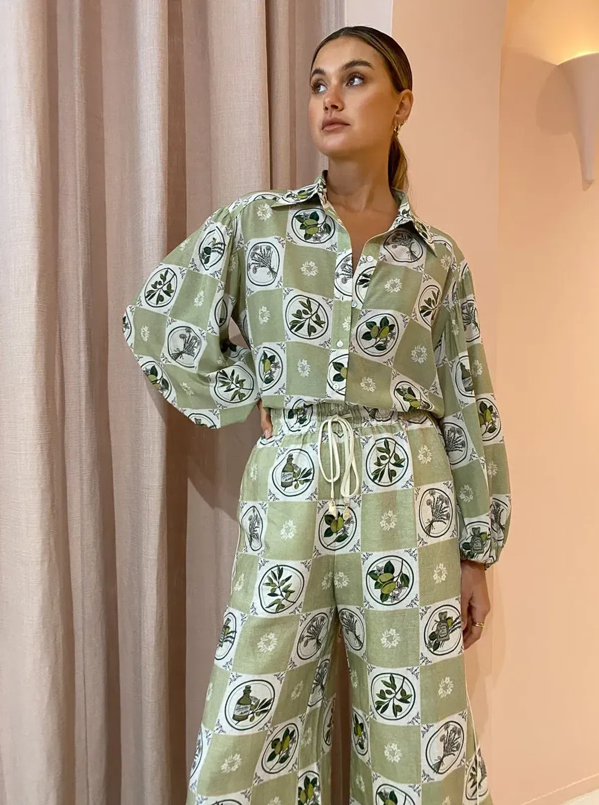 Alemais Sofia Shirt and Pants Set in Olive Size 10 - Image 2