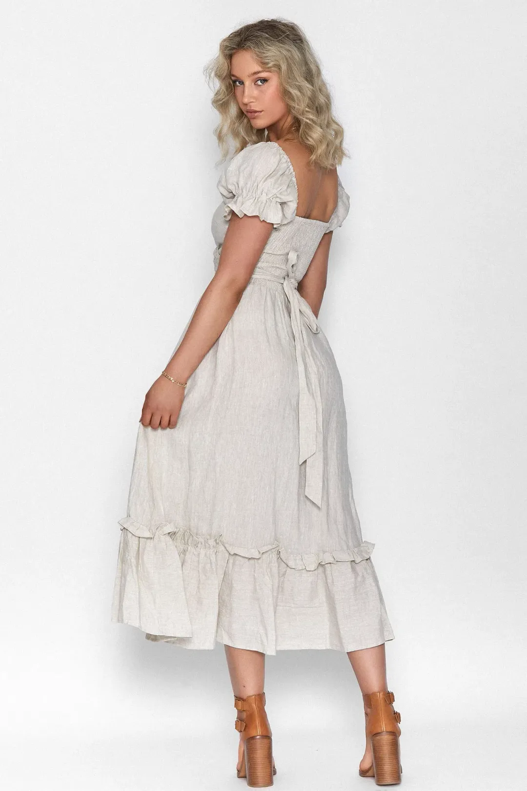 Aulieude Marianne Dress in Oat Cream Size 16 for rent on The Volte - main image