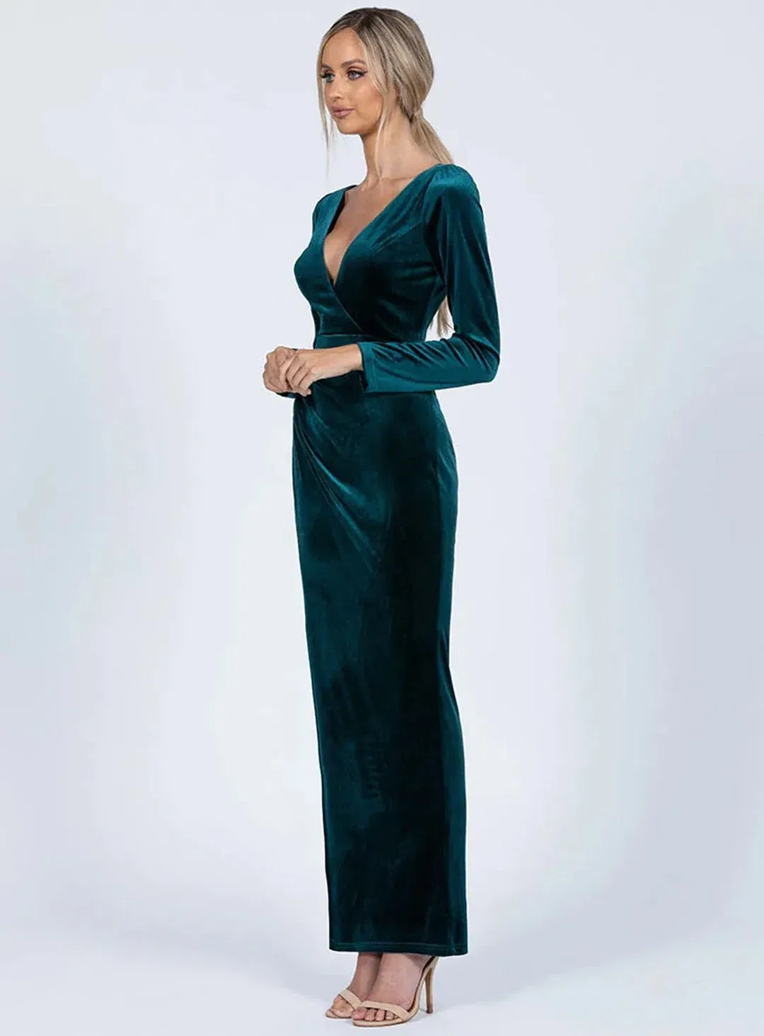 Bariano Isla Sleeve Maxi Dress in Velvet Jade Size 10 for rent on The Volte - main image