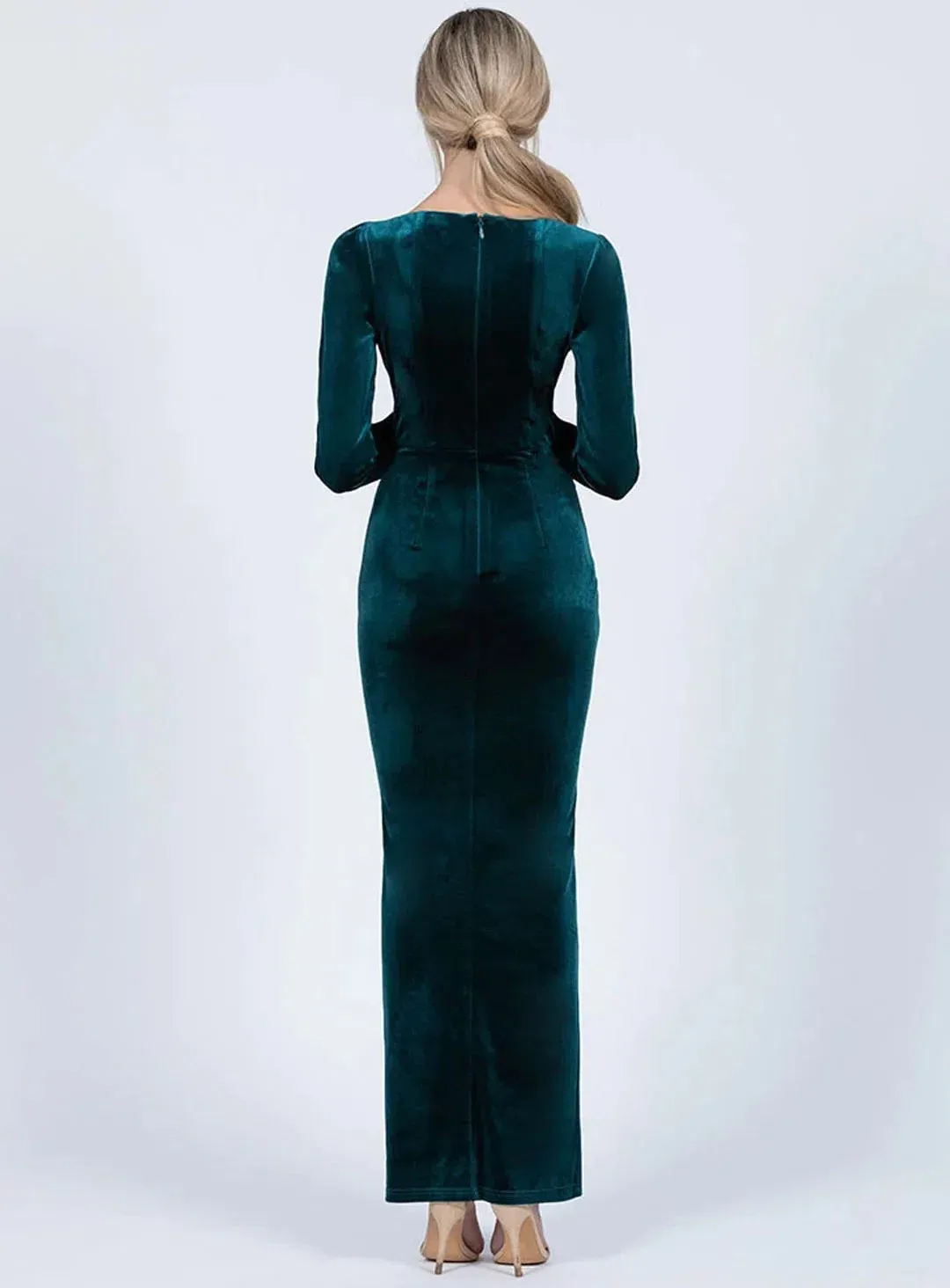 Bariano Isla Sleeve Maxi Dress in Velvet Jade Size 10 for rent on The Volte - main image