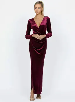 Bariano Isla Sleeve Maxi Dress in Velvet Red Size 8 for rent on The Volte - image 1