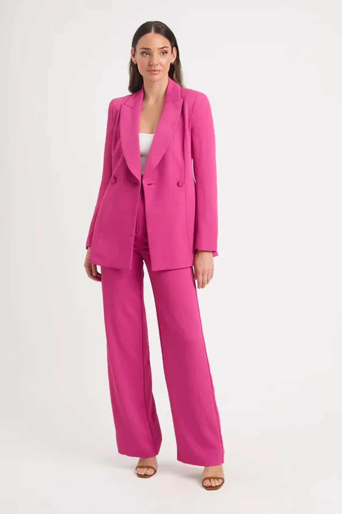 Kookai The Oyster Slim Blazer & Pants Set Fuchsia Size 8/34 - Image 1