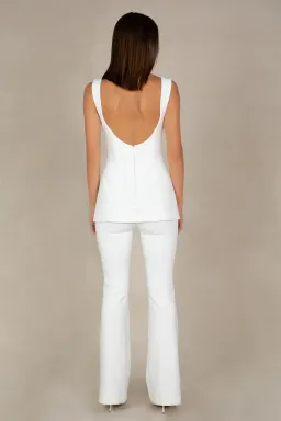 Misha Costanza Bonded Crepe Jumpsuit White Size 10/M for rent on The Volte - image 3