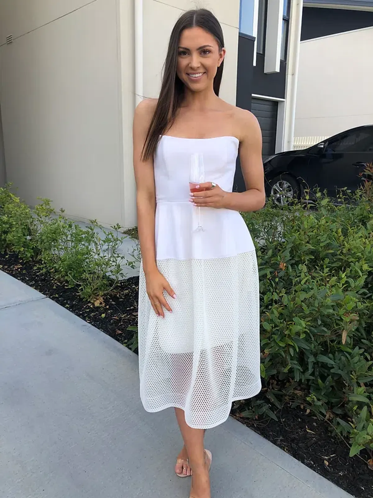 Nicholas the Label Honeycomb Mesh Ball Dress in White Size 8 - Image 2