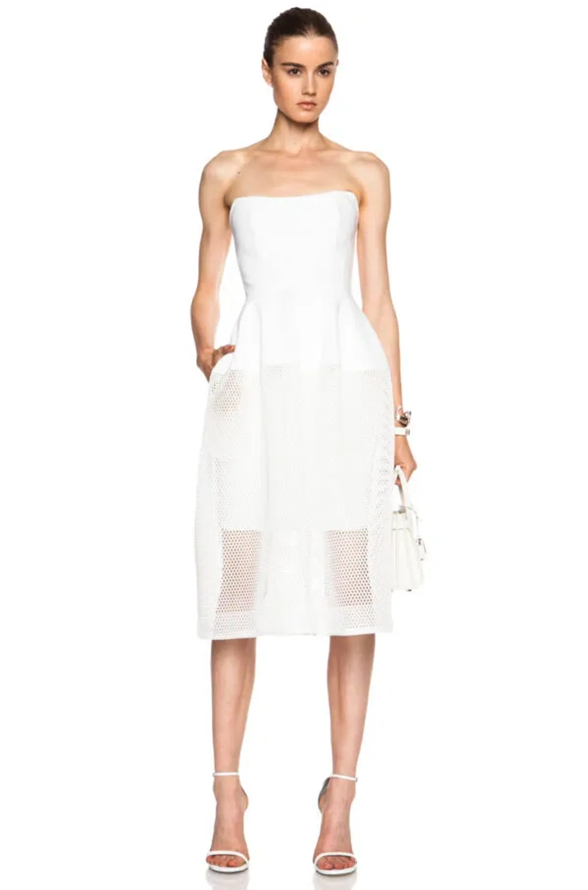Nicholas the Label Honeycomb Mesh Ball Dress in White Size 8 - Image 1