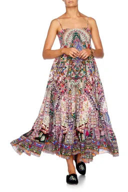 Camilla Long Sleeve Drop Shoulder Top Size XS & Tiered Hem Maxi Skirt Size L Set in Kalbelia Queen Pink Print for rent on The Volte - image 6