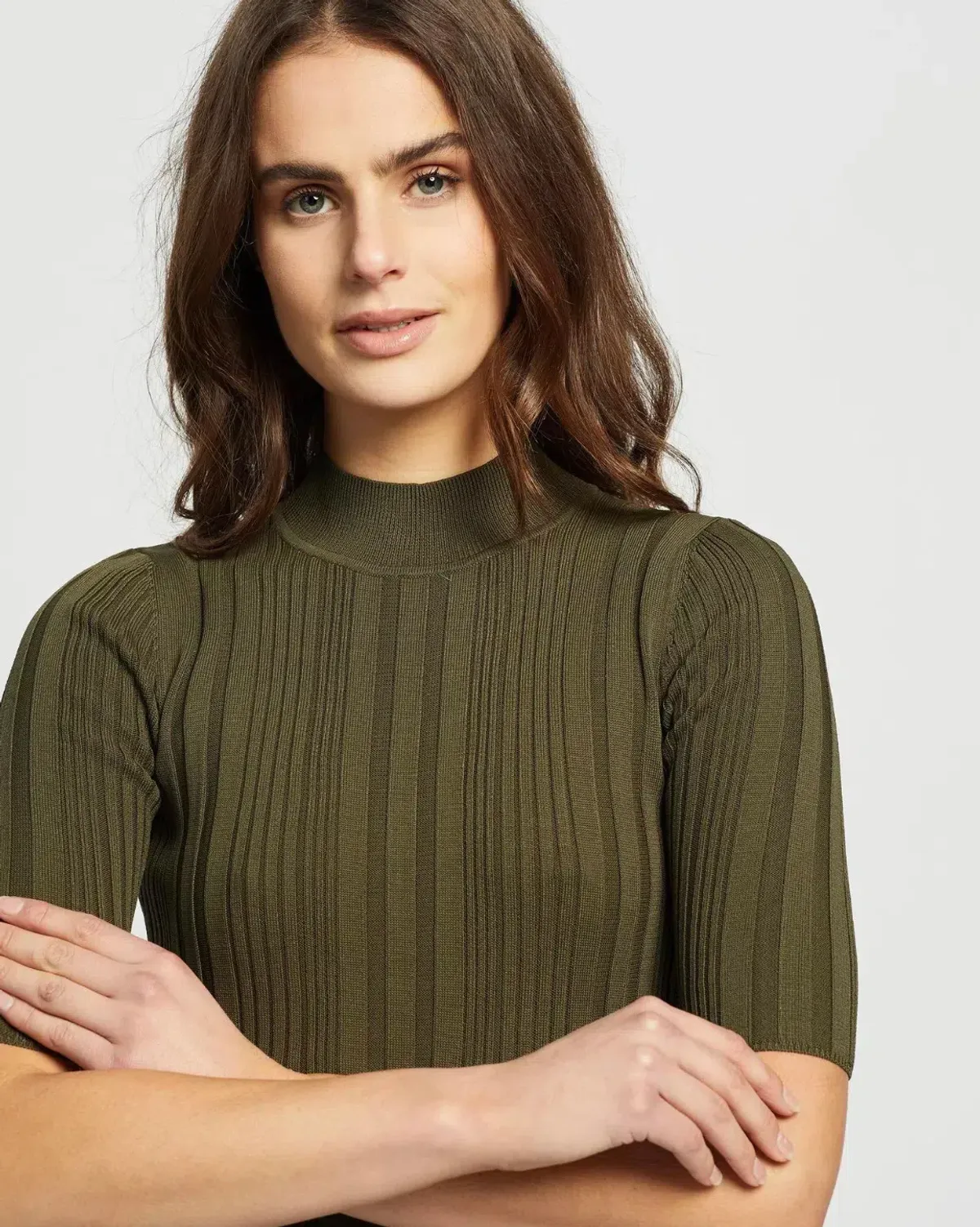 Bec & Bridge Esme Knit Midi Dress Olive Size 12 - Image 2