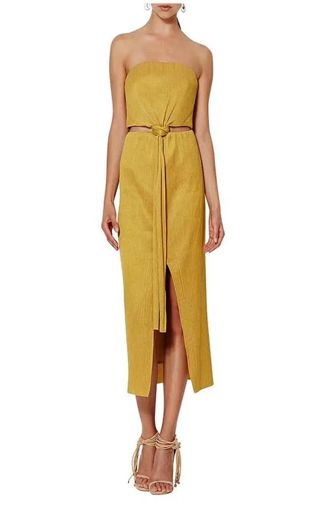 Bec & Bridge Marigold Strapless Dress Mustard Size 6 for rent on The Volte - main image