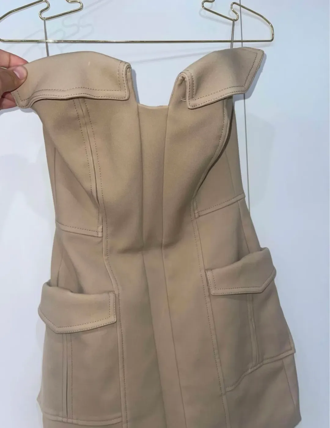 Dion Lee Pocket Bustier Dress Tan Size 6 for rent on The Volte - main image