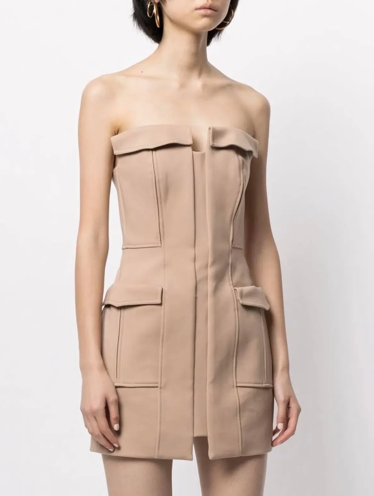 Dion Lee Pocket Bustier Dress Tan Size 6 - Image 1