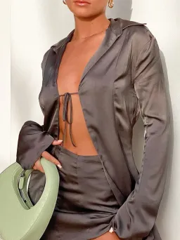 House of CB Ailsa Top and Catalina Mini Skirt Set Gray Size 10 for rent on The Volte - image 5