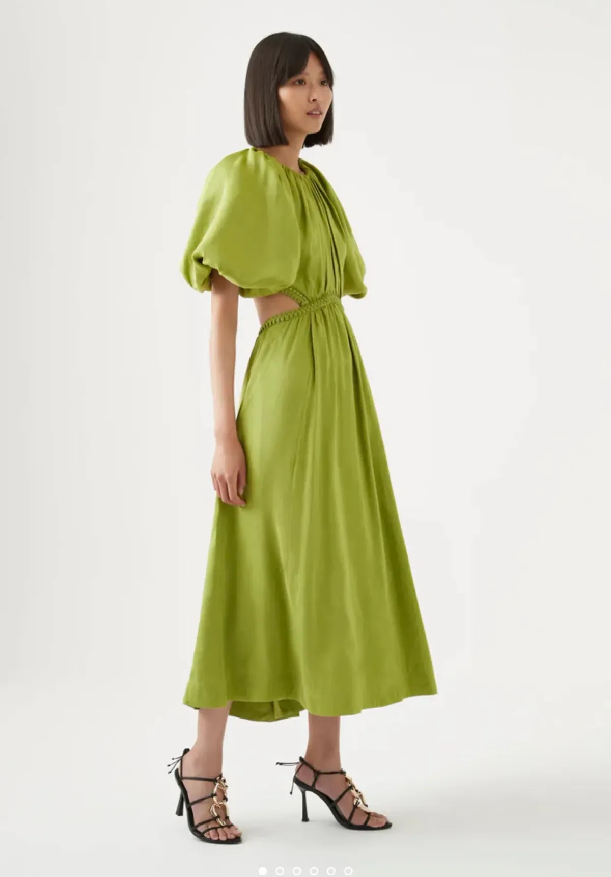 Aje Capucine Puff Sleeve Midi Dress Green Size 10 - Image 4