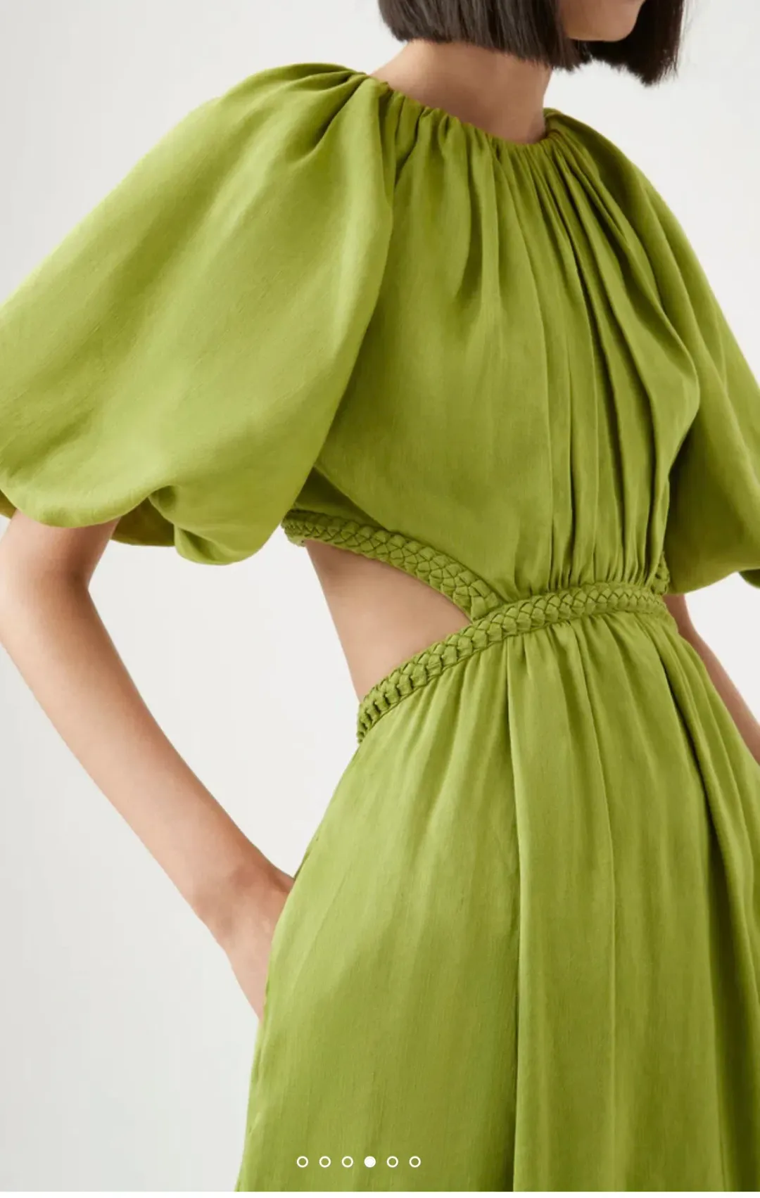 Aje Capucine Puff Sleeve Midi Dress Green Size 10 for rent on The Volte - main image