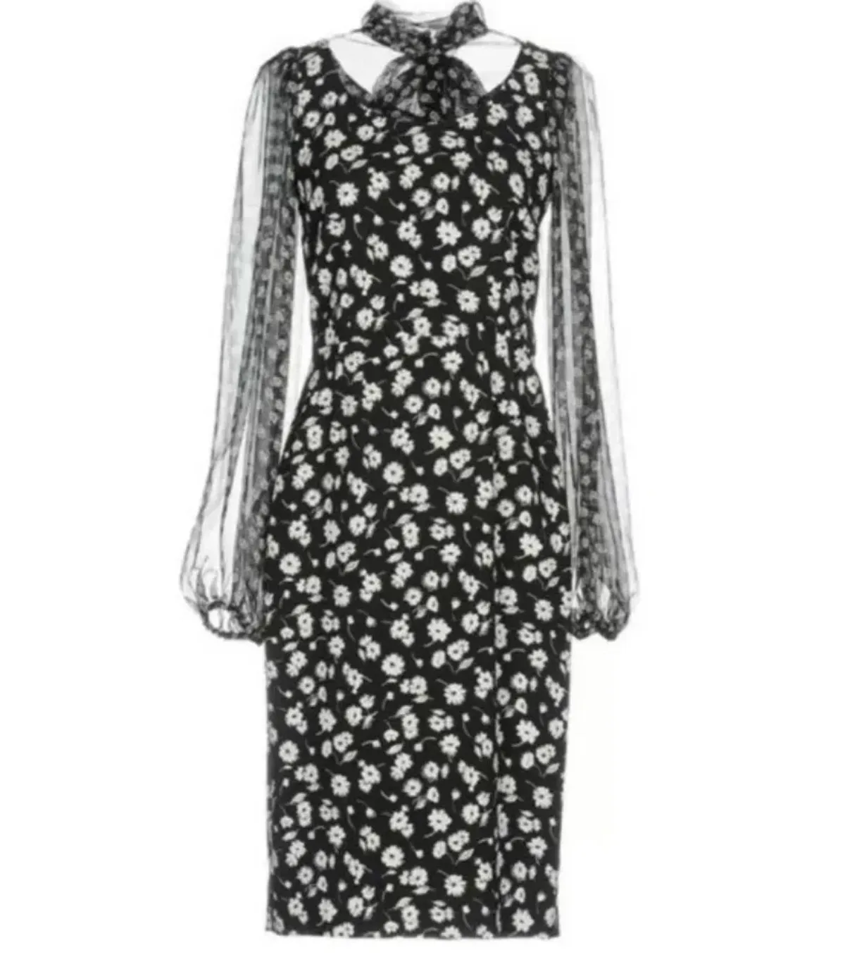 Dolce & Gabbana Floral Midi Dress Black/White Size 38/ Au 6 - Image 3