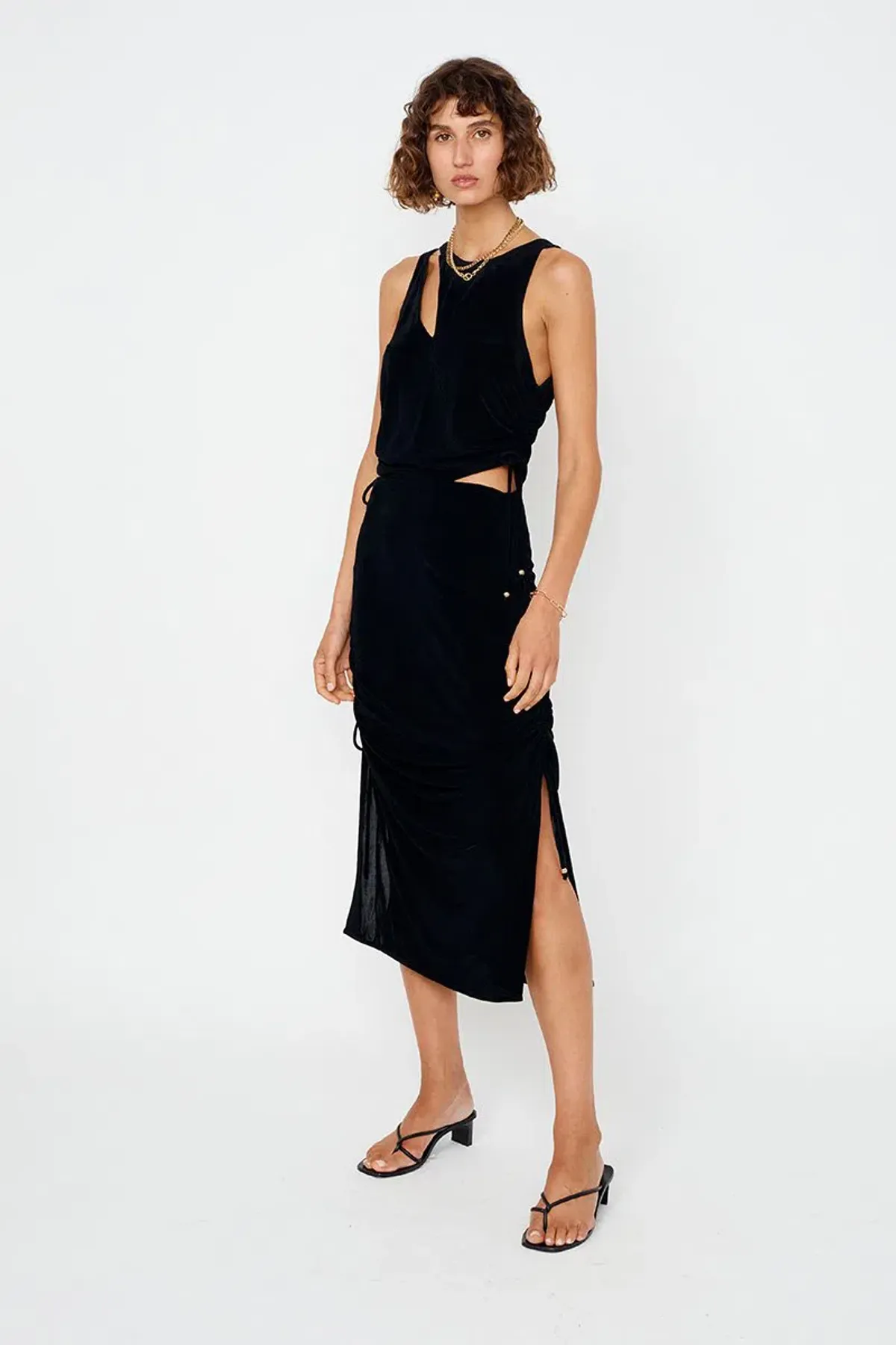 Suboo The Liz Rouched Midi Tank Dress Black Size XS / Au 6 - Image 1