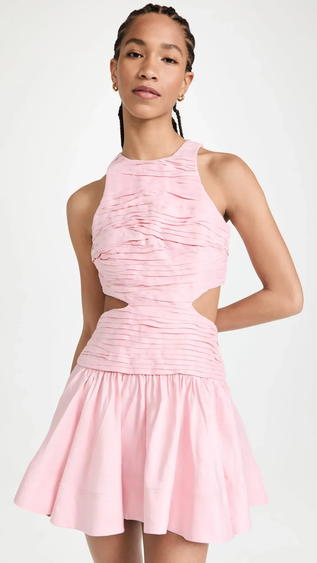 Aje Introspect Cut Out Mini Dress Pink Size 14 for rent on The Volte - main image