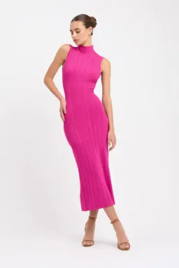 Kookai Raisa Funnel Funnel Midi Dress Fuschia Size 6 for rent on The Volte - image 1