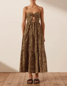 Shona Joy Lilou Lace Up Backless Midi Dress Mimosa Size 10 for rent on The Volte - image 1