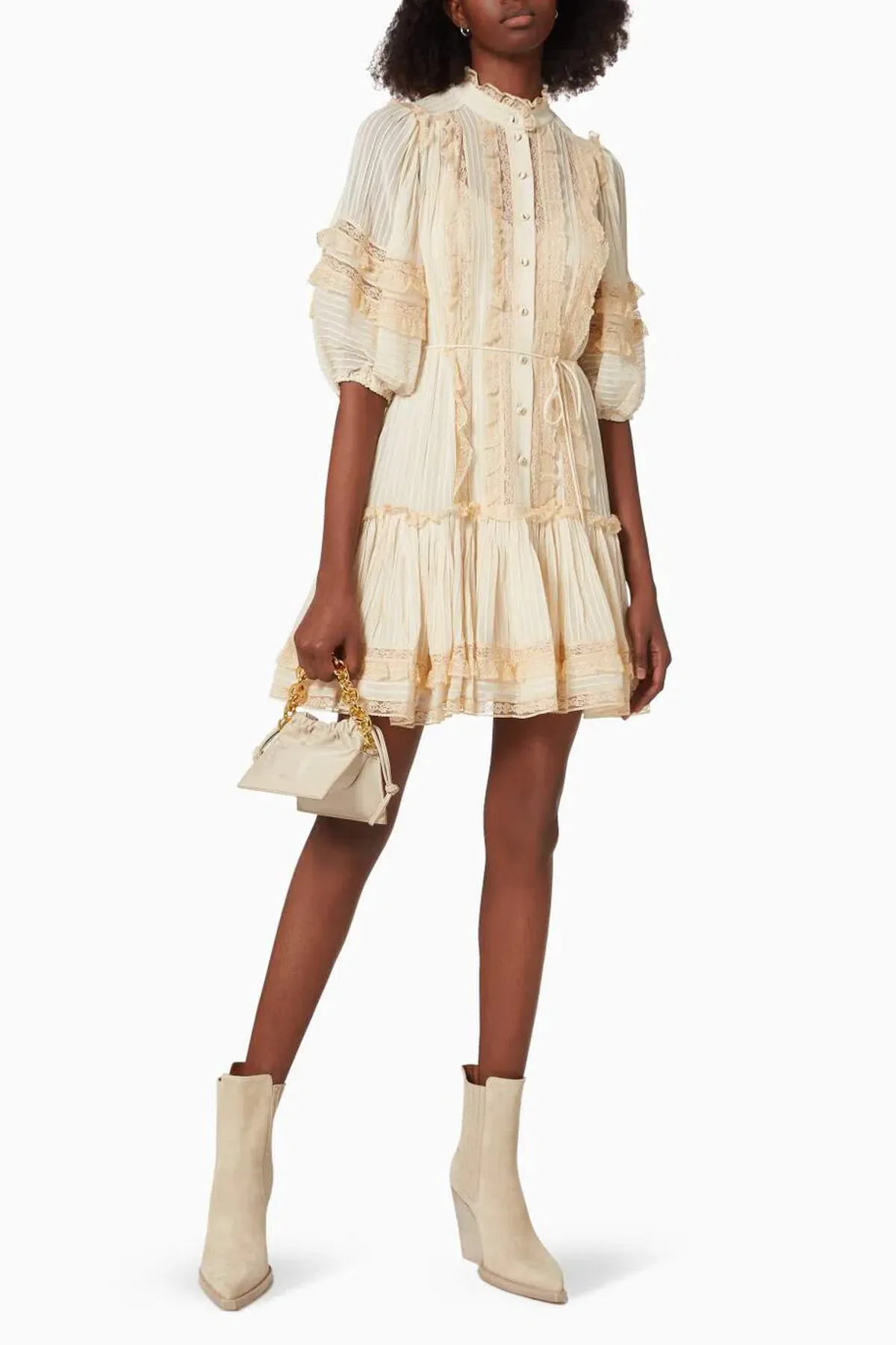 Zimmermann Concert Pintucked Mini Dress Cream Size 0/AU 8 - Image 1