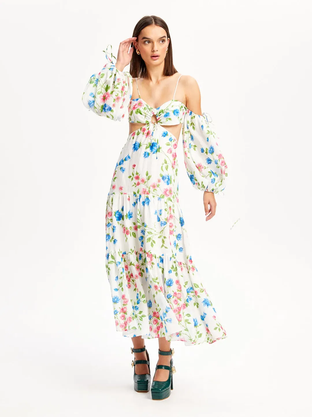 Alice McCall Rolling Meadows Midi Dress Bluebell Print Size 10 for rent on The Volte - main image