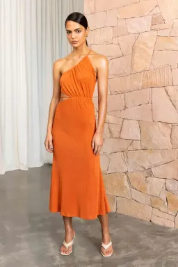 Misha Adara Midi Dress in Apricot Size 6/XS for rent on The Volte - image 1