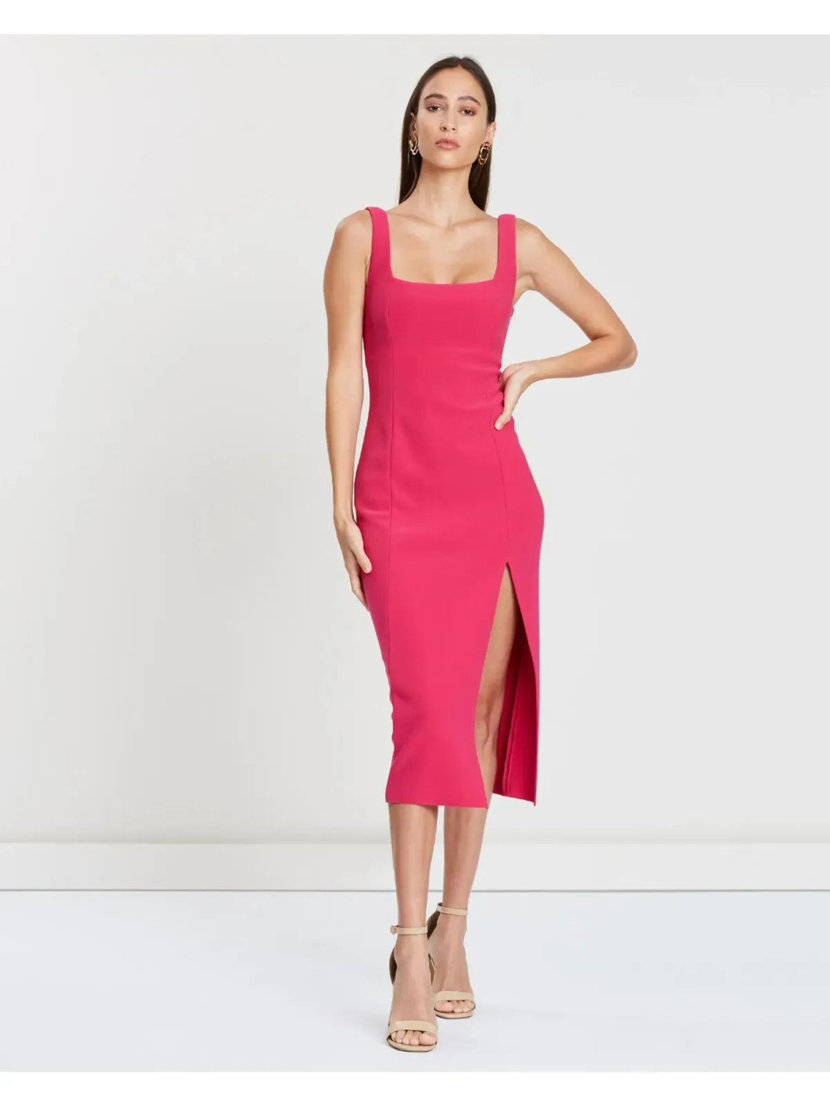 Bec & Bridge Hibiscus Midi Dress Magenta Pink Size AU 6 - Image 1