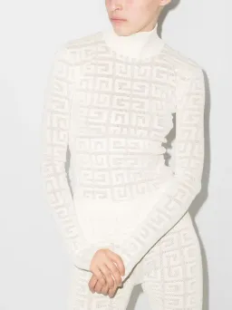 Givenchy Long Sleeve Jacquard Knit Top White Size 10 for rent on The Volte - image 1