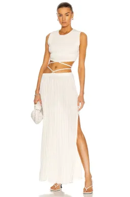 Christopher Esber Pleated Knit Tie Skirt White Size 10 for rent on The Volte - image 1